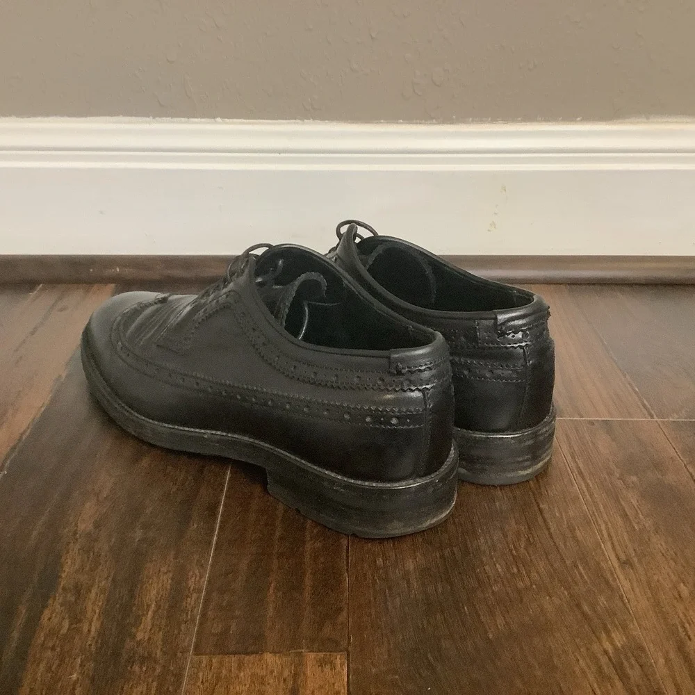 Aquatalia Made In Italy Men's Leather Wingtip Oxford Shoes Black Size 10